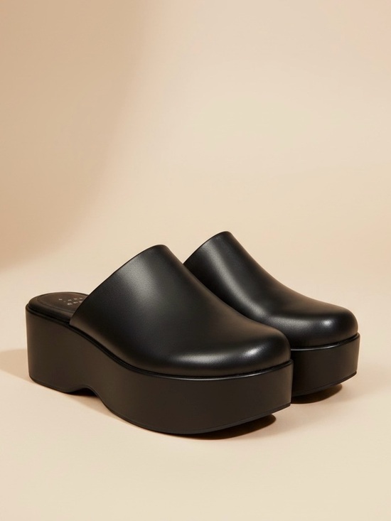 a new day Shoes - Black Chunky Platform Clogs Minimalist Slip On Mules Women’s 8.5 Runs Large